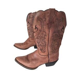 Justin Boots Stampede L2559 Western Brown Mustang Leather Women’s Size 8.5B